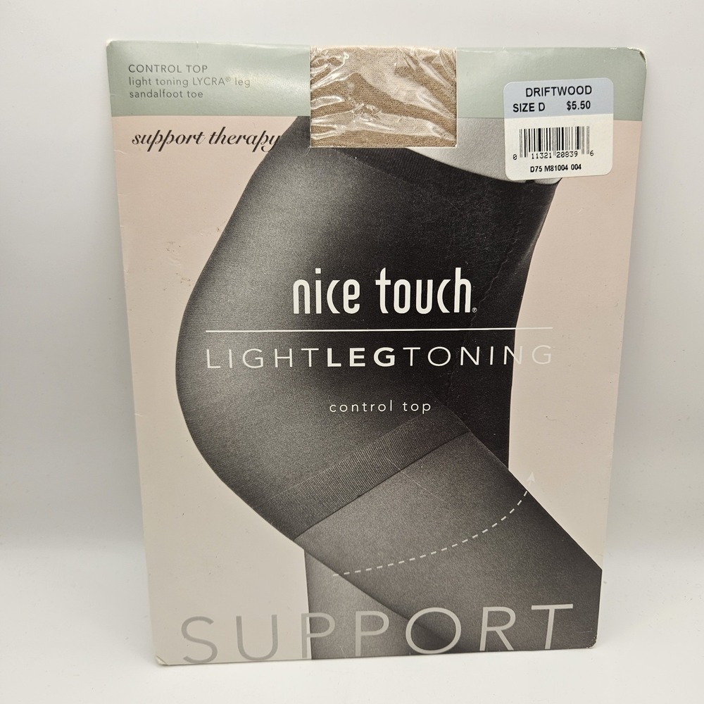Nice Touch Light Leg Toning Control Top Sandalfoot Pantyhose Driftwood Size D